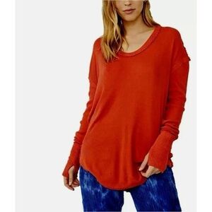 Free People Womens Medium Colby Long Sleeve Oversized Slouchy Top